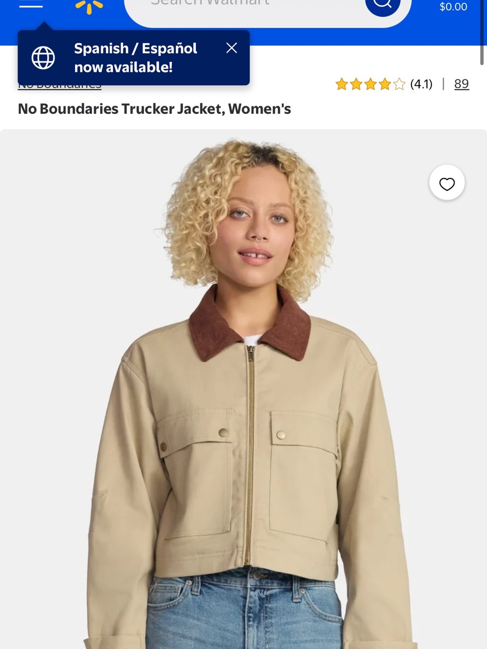 No Boundaries Women's Tan Trucker Jacket with Brown Corduroy Collar NWT